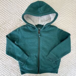 Primary Kids Size 5 Teal Green Sherpa Lined Full Zip Hoodie Sweatshirt Jacket